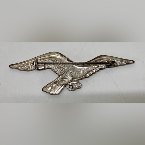 Mid Century Vintage Sterling Silver Bald Eagle Pinback Brooch - Picture 8 of 8